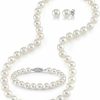 The Pearl Source The Pearl Source Sterling Silver Pearl Jewelry Set For Women - Freshwater Pearl Necklace And Earring Set With Pearl Bracelet | Genuine Cultured Pearls, 6.5-10.0Mm Jewelry Sets