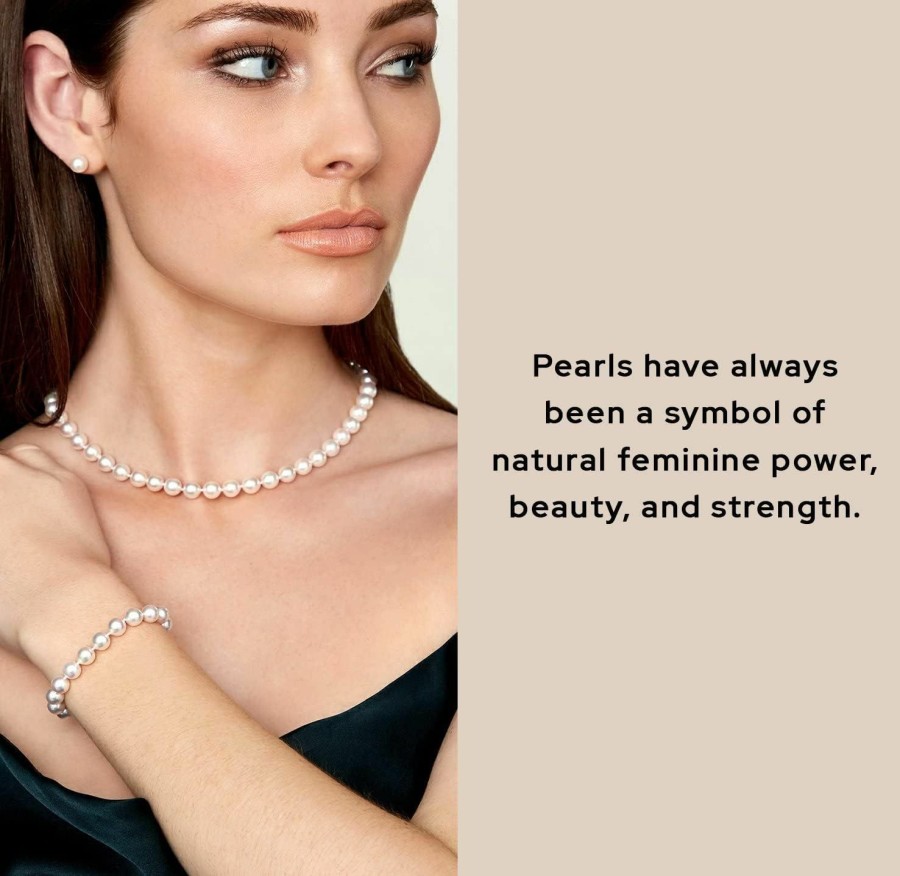 The Pearl Source The Pearl Source Sterling Silver Pearl Jewelry Set For Women - Freshwater Pearl Necklace And Earring Set With Pearl Bracelet | Genuine Cultured Pearls, 6.5-10.0Mm Jewelry Sets