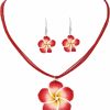 Generic Dearanswer Flower Necklace Earring Set Dangle Earrings Flower Pendant Wax Rope Necklace Sweet Elegant Jewelry For Women Jewelry Sets