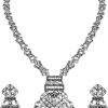 I Jewels I Jewels Silver Oxidized Indian Wedding Bollywood Long Necklace Jewellery Set With Earring For Women/Girls Jewelry Sets