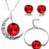 FKOJMH Fkojmh Red Ladybug Set Ladybug Necklace Ladybug Earrings Moon Ladybug Ladybug Jewelry Lucky Ladybug Jewelry Sets