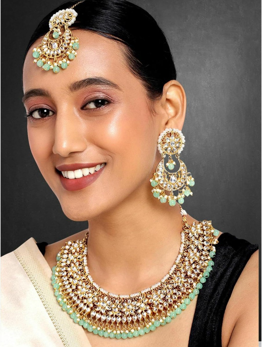 Aheli Aheli Indian Ethnic Wedding Wear Necklace Set Jewelry Sets