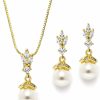 Mariell Mariell Ivory Pearl Necklace And Drop Earrings Bridal And Wedding Jewelry Set For Women, Brides, Bridesmaids Or Mother Of The Bride, Perfect Jewelry Gift For Women Jewelry Sets