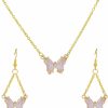 ZMANYIJEW Zmanyijew Butterfly Drop Dangle Earrings And Necklace Set For Women Gold Crystal Butterfly Earring Exquisite Elegant Butterfly Pendant Earrings Necklace Cute Butterfly Jewelry For Women Jewelry Sets