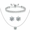 PORYIMEE Poryimee Cz Diamond Classic Pendant Necklace, Tennis Bracelet, Stud Earrings Jewelry Set For Women Bride Bridesmaids Bridal Wedding Party Prom, Cubic Zirconia Crystals Jewelry Set Gifts Jewelry Sets