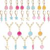 Landical Landical 18 Pcs Preppy Earrings With Pendant Necklace 9 Pairs Heart Star Earrings For Teens With 9 Face Lightning Preppy Necklaces For Y2K Jewelry Gifts For Teen Girls Women Supplies Jewelry Sets