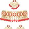 I Jewels I Jewels Gold Plated Indian Wedding Bollywood Kundan Choker Necklace Chandbali Earring & Maang Tikka Ethnic Jewellery Set Gift For Women & Girls(K7228-1) Jewelry Sets