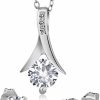 Gem Stone King Gem Stone King 925 Sterling Silver White Created Sapphire And White Diamond Pendant And Earrings Jewelry Set For Women (3.65 Cttw, With 18 Inch Silver Chain) Jewelry Sets