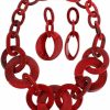 Ufraky Ufraky Women Simple Acrylic Collar Choker Cluster Bib Statement Chain Necklace And Hoop Earring Jewelry Set, 18\" (Red) Jewelry Sets