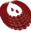 Chamvino Chamvino Exaggerated Pearl Multi -Layer Necklace+Earring Jewelry Set For Women'S And Girls Gifts Jewelry Sets