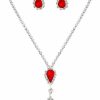 Yokawe Yokawe Bride Necklace Earrings Set Silver Rhinestones Bridal Wedding Jewelry Sets Teardrop Pendant Crystal Choker Necklaces For Women And Girls Jewelry Sets