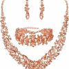 BriLove Brilove Women'S Wedding Bridal Austrian Crystal Marquise Cluster Collar Necklace Dangle Earrings Set Jewelry Sets