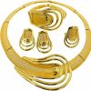 LifflyLadys Lifflyladys African Jewelry Sets For Women,Dubai Statement Necklaces Gold Bracelets Open Hoop Earrings Ring Fashion Crystal Wedding Costume Jewelry Accessories Set Mom Birthday Gifts For Women Jewelry Sets