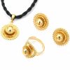 Huangshanshan Huangshanshan Necklace Pendants Earrings Ring Set Gold Filled Plated Jewelry African Ethiopia Flower Jewelry Set Jewelry Sets