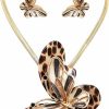 Rosemarie & Jubalee Rosemarie & Jubalee Women'S Stunning Enamel And Lucite 3D Butterfly Necklace Earrings Set, 16\"+3\" Extension Jewelry Sets