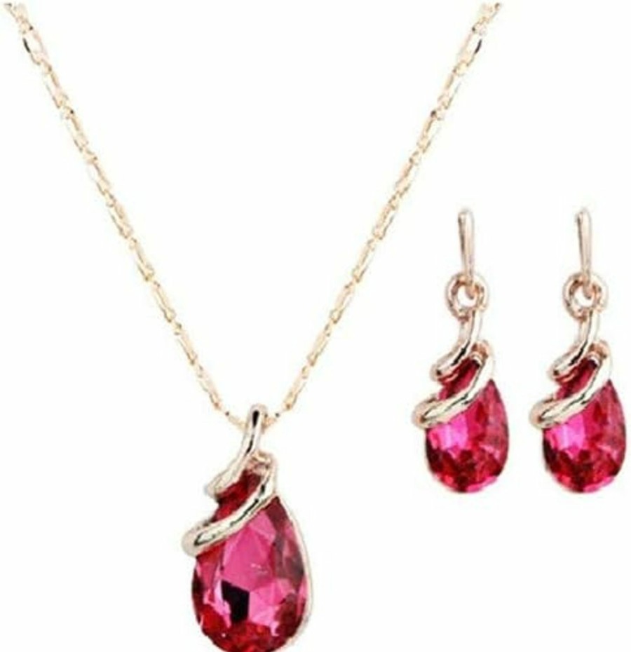 COLORFUL BLING Colorful Bling Rose Gold Teardrop Infinity Pendant Necklace Dangle Earring Bridal Pearl Jewelry Sets Jewelry Sets