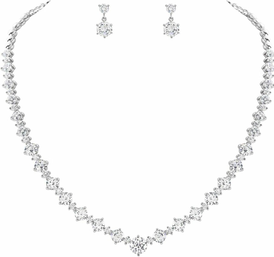 Lovejftty Lovejftty Women'S Bridal Jewelry Set For Wedding Brides Bridesmaids, Elegant Prom Costume Necklace And Earring Jewelry Set For Women Evening Wear Jewelry Sets