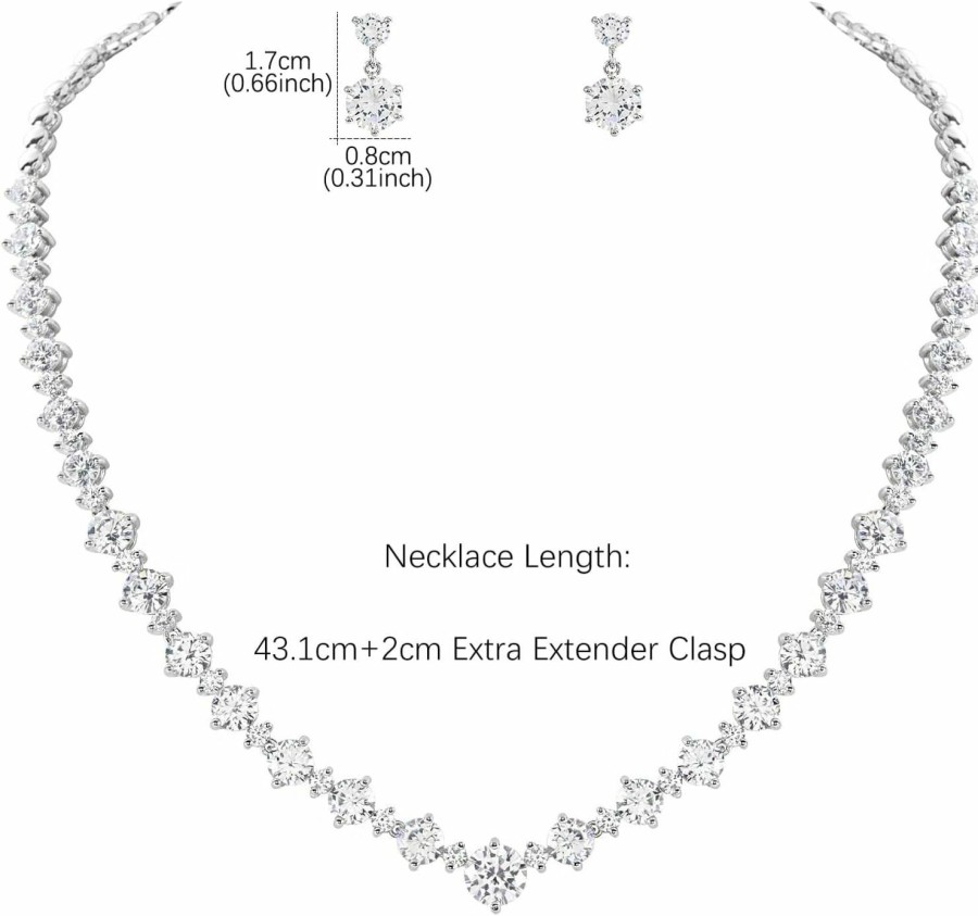 Lovejftty Lovejftty Women'S Bridal Jewelry Set For Wedding Brides Bridesmaids, Elegant Prom Costume Necklace And Earring Jewelry Set For Women Evening Wear Jewelry Sets