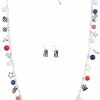 Madison Tyler Madison Tyler American Flag Necklace Earrings For Women Girl | 4Th Of July Heart Star Uncle Sam Hat Usa Bead Pendant Necklace & Dangle Earrings | Patriotic Independence Day Necklace Earrings Set 2Pcs Jewelry Sets