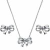 BERRICLE Berricle Sterling Silver Bow Tie Ribbon Fashion Necklace And Earrings Set For Women, Rhodium Plated Jewelry Sets