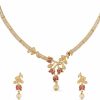 TARINIKA Tarinika Yellow Gold Jivisha Nakshatra Cz Short Necklace With Floral Design - Jewelry Set For Women Perfect For Casual Occasions | Indian Jewelry Sets For Women | 1 Year Warranty* Jewelry Sets