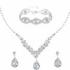 Lusofie Wedding Bridal Jewelry Set Rhinestone Jewelry Set Include Necklace Bracelet Earrings Crystal Prom Bridesmaid Jewelry Set For Women And Girls Jewelry Sets