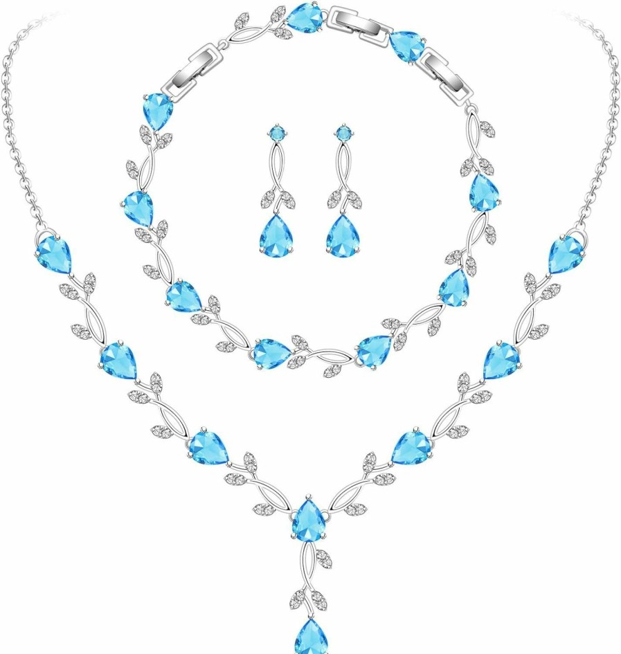 GZWHD Gzwhd Wedding Jewelry Sets For Bride Bridesmaid Women Cubic Zirconia Necklace Earrings Bracelet Set Gift For Mother Friend Wife Daughter Sister Party Prom Jewelry Jewelry Sets