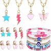 Sanfenly Sanfenly Cute Jewelry Set Heishi Bracelets Colorful Heart Star Butterfly Lightning Pendant Necklaces Clip On Drop Dangle Earrings Evil Eye Charm Polymer Clay Bead Bracelets For Women Jewelry Sets