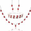 Coxiva Coxiva Christmas Women'S Prom Rhinestone Jewelry Set Necklace And Earring Red Simple Claw Chain Girlfriend Wife Mother Sisters Wine Tasting Halloween Holiday Gift(4Pieces) Jewelry Sets