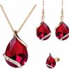 Ezing Ezing Women Crystal Pendant Gold Plated Chain Necklace Earring Jewelry Set Jewelry Sets