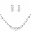 Coxiva Coxiva Bridal Jewelry Crystal Rhinestone Set For Wedding Prom Silver Pendant Necklace And Earrings Sets Simple For Women Girlfriend Bride Bridesmaids Graduate Birthday Gifts Jewelry Sets