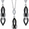 BERRICLE Berricle Sterling Silver Black And White Cubic Zirconia Cz Fashion Necklace And Earrings Set For Women, Rhodium Plated Jewelry Sets