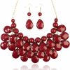 RIAH FASHION Riah Fashion Chunky Acrylic Jewel Cluster Floating Bubble Statement Necklace - Teardrop Dangle Layered Bib Collar Jewelry Sets