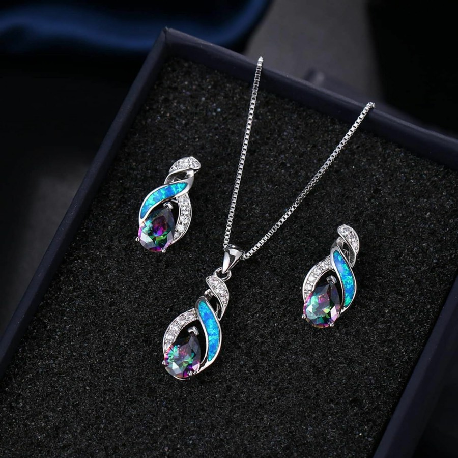 Hermosa Hermosa Jewelry Sets Australian Created Opal Necklace Earrings Mother'S Day Gifts Jewelry For Mom Jewelry Sets