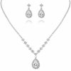 Aukmla Aukmla Bride Wedding Necklace Earrings Set Silver Rhinestones Necklaces Bridal Crystal Jewelry Accessories For Women And Girls (Set Of 3) Jewelry Sets