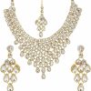 Efulgenz Efulgenz Indian Jewelry Sets For Women Bollywood Jewelry Indian Crystal Rhinestone Choker Neckalce Earrings Maangtikka Wedding Bridal Jewelry Set Jewelry Sets