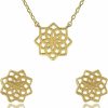 namana Namana Mandala Necklace And Earrings Set For Women. Dainty Brushed Mandala Jewelry Set For Women. Sacred Geometry Flower Stud Earrings And Necklace For Women With Gift Box Jewelry Sets