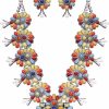 Wonderent Turquoise Vintage Squash Blossom Metal Statement Necklace/W Earrings No.2005M Jewelry Sets