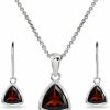 B. BRILLIANT B. Brilliant Sterling Silver Genuine Or Synthetic Gemstone Trillion Bezel-Set Pendant Necklace & Dangle Leverback Earrings Set Jewelry Sets