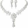 Yean Yean Bride Necklace Earrings Set Crystal Bridal Wedding Jewelry Sets Rhinestone Party Choker Necklace Prom Costume Jewelry For Women And Girls Jewelry Sets