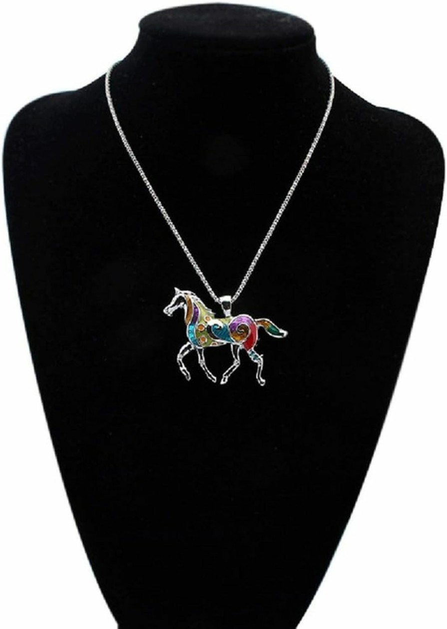 YINLI Yinli Charms Enamel Rainbow Horse Pendant Necklace With Earrings Jewelry Sets Jewelry Sets