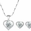 GULICX Silver Jewelry Set For Women, 925 Sterling Silver Stud Earrings, Love Heart Pendant Necklace With White/Purple/Blue Cubic Zirconia Gift For Girlfriend Mother, Best Valentines-Day Gift With Jewelry Box Jewelry Sets