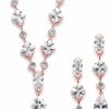 Mariell Mariell Rose Gold Cubic Zirconia Necklace & Earrings Bridal Jewelry Set, Cz Crystal Statement Necklace Set For Weddings, Formal Events, Mother Of The Bride Jewelry Sets