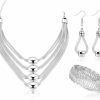 JOERICA Joerica 3Pcs Multi-Layer Bib Necklace African Jewelry Set For Women Choker Necklace Stretch Cuff Bracelet Dangle Earrings Halloween Costume Jewelry Set Jewelry Sets