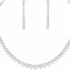 WMHaiMo Wmhaimo Women Cubic Zirconia Round Cut Cz Bridal Necklace And Dangle Earrings Set For Bride Wedding Jewelry Sets