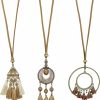 OYOANGLE Oyoangle Women'S 3 Pieces Bohemian Dangle Drop Jewelry Set Lightweight Vintage Statement Necklaces Jewelry Sets