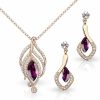 Crystalline Azuria Crystalline Azuria Crystals Simulated Amethyst Set Pendant Necklace 18 Inches Earrings 18K Rose Gold Plated For Women Jewelry Sets