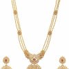 TARINIKA Tarinika Antique Gold Plated Binal Long Necklace Set With Floral Design - Indian Jewelry Sets For Women | Perfect For Ethnic Occasions | Traditional South Indian Necklace | 1 Year Warranty* Jewelry Sets