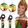 MTLEE Mtlee 4 Pieces Women Accessories Including African Turban Wood African Earrings And Jamaican Bracelet For Women Teenagers And Girls Jewelry Sets