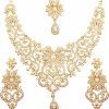 Touchstone Touchstone Indian Bollywood Gorgeous Intricate Workmanship Sparkling White Colorful Rhinestone Crystal Wedding Designer Jewelry Necklace Set In Gold Or Silver Tone For Women. Jewelry Sets